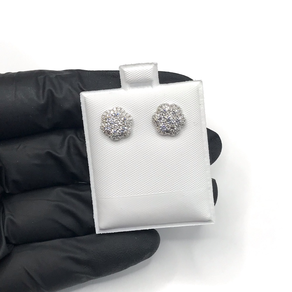 Elegant 925 Sterling Silver 1.10CT MOISSANITE Floral Stud screw back Earrings - Picture 5 of 11